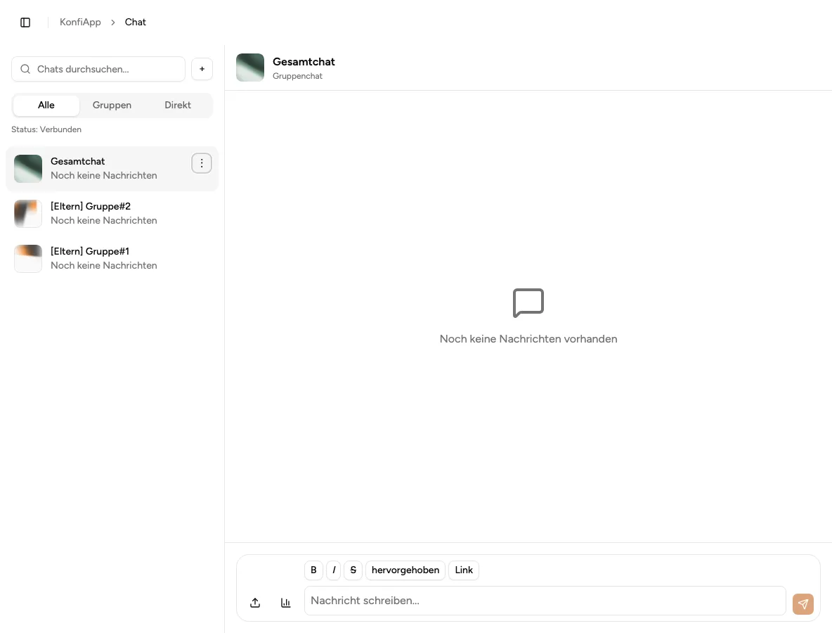 Chat-Ansicht mit Eingabefeld für sichere Kommunikation in der Verwaltung (Beispiel aus der öffentlichen Demo)